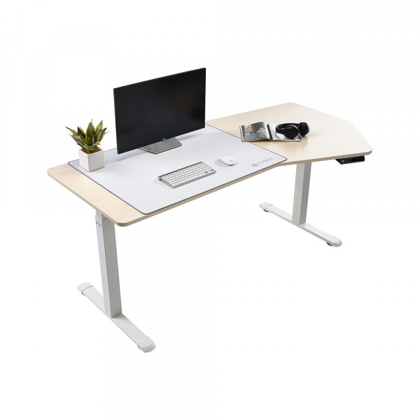 Eureka Ergonomic EDI HTG Unique Shape Office Standing Desk, Maple White  